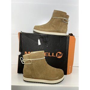 New Merrell Womens Faux Fur Lined Ankle Booties Juno Bluff Polar Size 9 WP